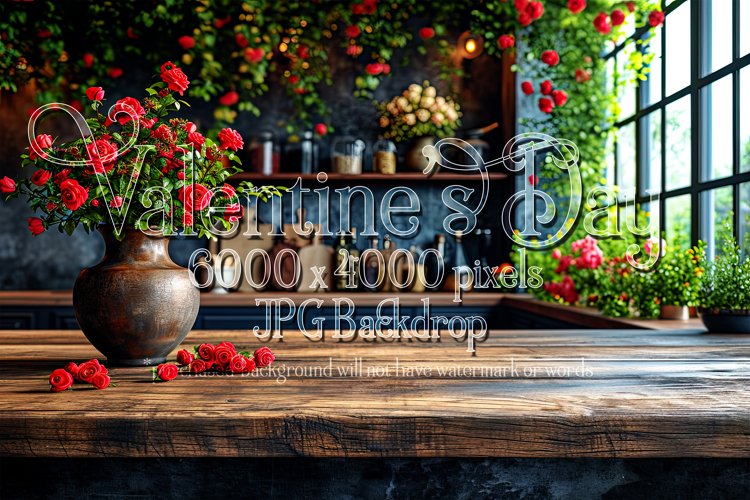 Valentine's Day Mockup, Front View, Roses & Flowers Photo 51 example image 1