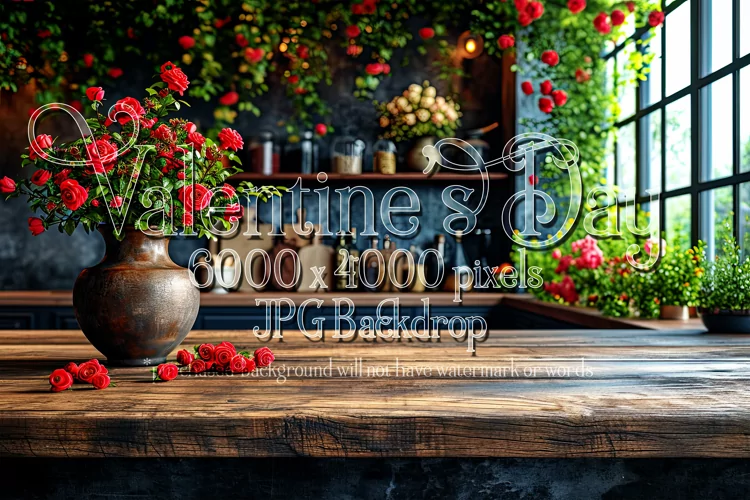 Valentine's Day Mockup, Front View, Roses & Flowers Photo 51