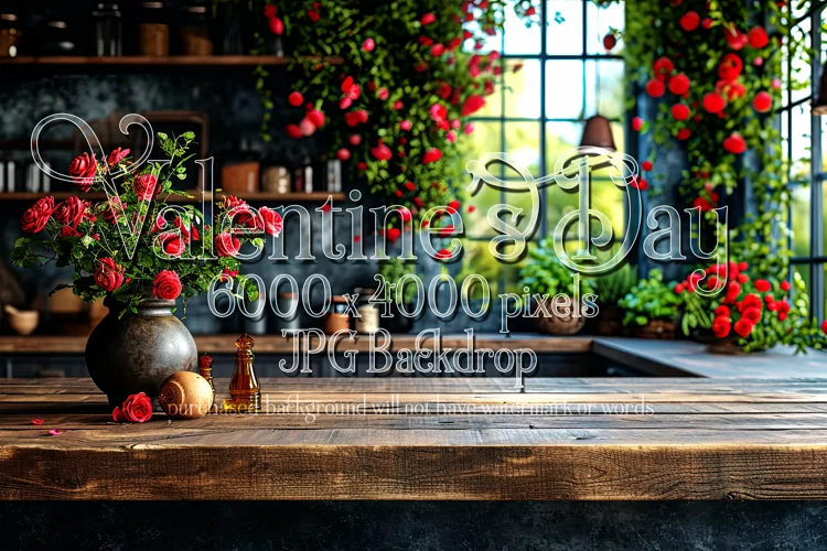 Valentine's Day Mockup, Front View, Roses & Flowers Photo 52