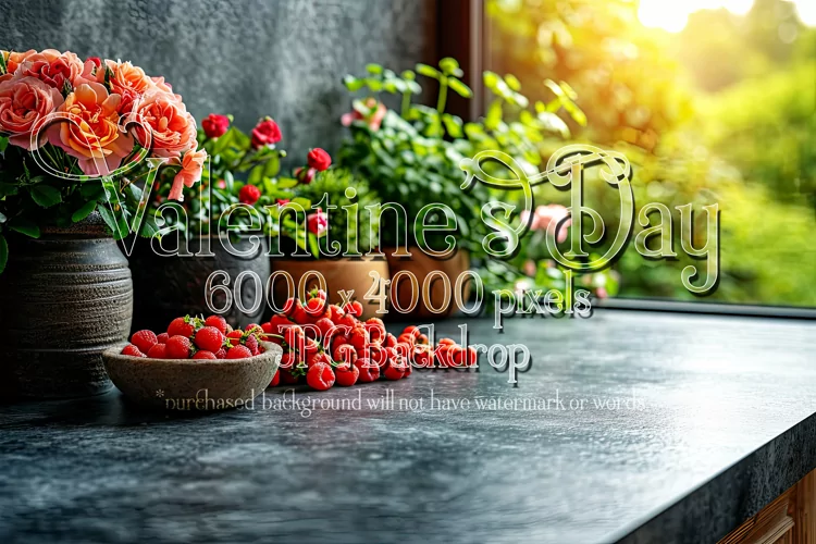 Valentine's Day Mockup, Front View, Roses & Flowers Photo 53