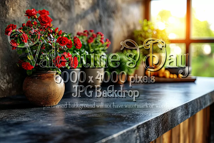Valentine's Day Mockup, Front View, Roses & Flowers Photo 54