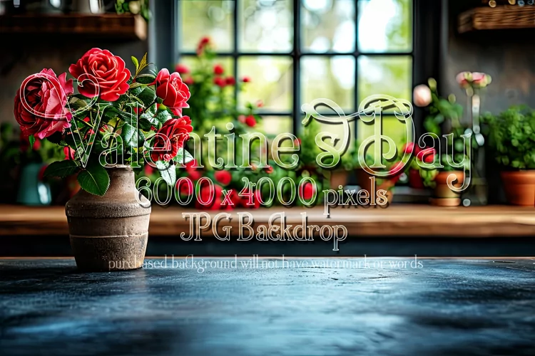 Valentine's Day Mockup, Front View, Roses & Flowers Photo 55