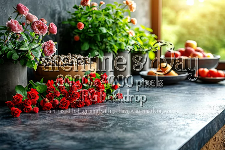 Valentine's Day Mockup, Front View, Roses & Flowers Photo 56
