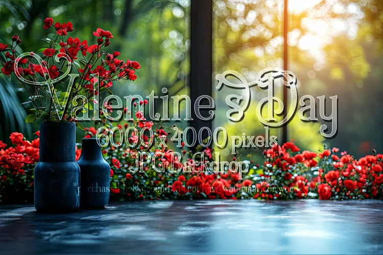 Valentine's Day Mockup, Front View, Roses & Flowers Photo 57