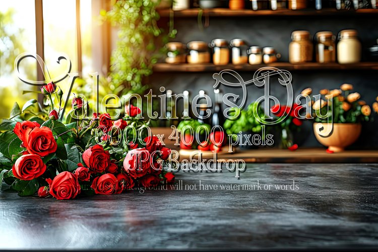 Valentine's Day Mockup, Front View, Roses & Flowers Photo 58 example image 1