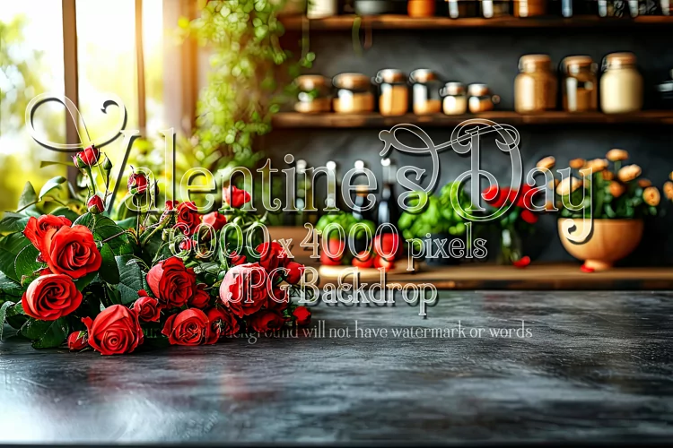 Valentine's Day Mockup, Front View, Roses & Flowers Photo 58