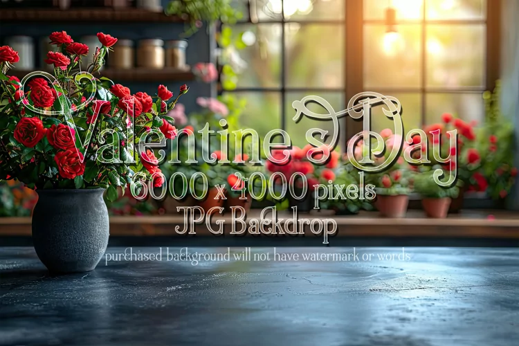 Valentine's Day Mockup, Front View, Roses & Flowers Photo 59