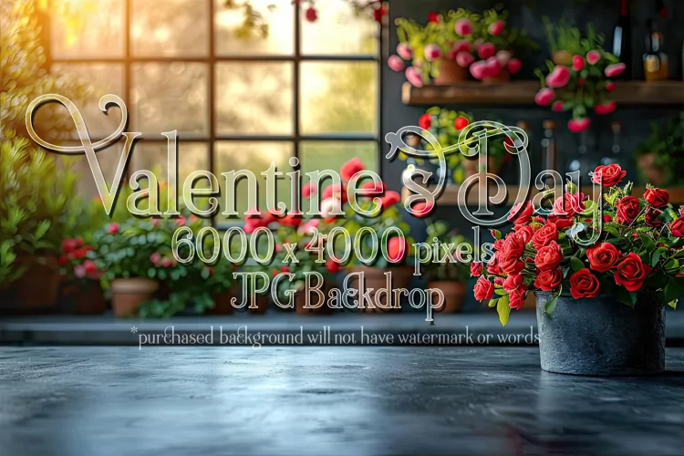 Valentine's Day Mockup, Front View, Roses & Flowers Photo 60