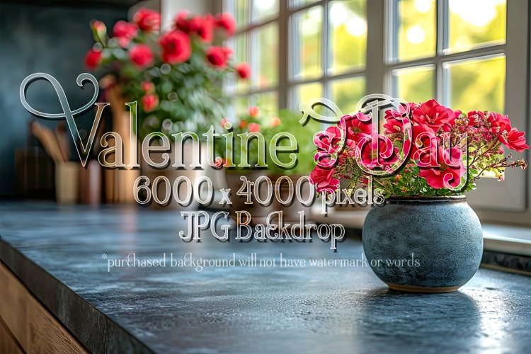 Valentine's Day Mockup, Front View, Roses & Flowers Photo 61 example image 1