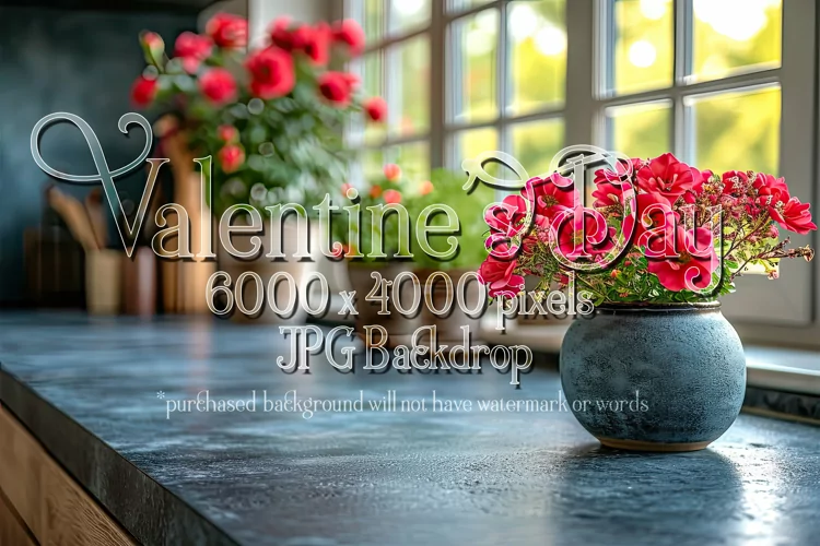 Valentine's Day Mockup, Front View, Roses & Flowers Photo 61