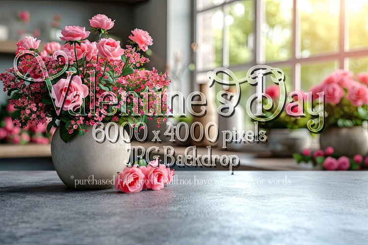 Valentine's Day Mockup, Front View, Roses & Flowers Photo 62 example image 1