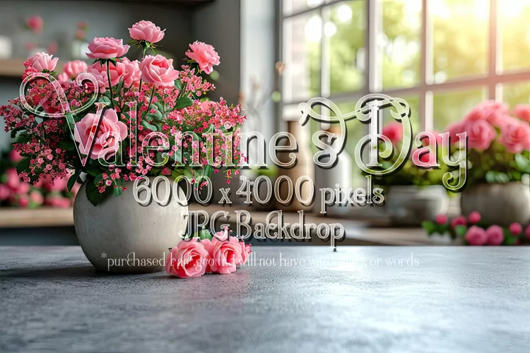 Valentine's Day Mockup, Front View, Roses & Flowers Photo 62