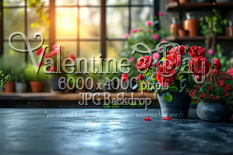 Valentine's Day Mockup, Front View, Roses & Flowers Photo 63
