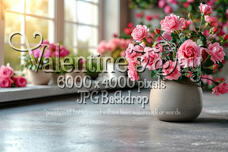 Valentine's Day Mockup, Front View, Roses & Flowers Photo 64