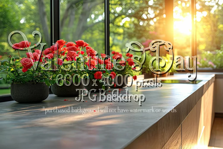 Valentine's Day Mockup, Front View, Roses & Flowers Photo 65