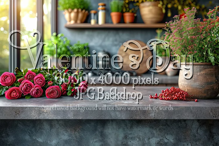 Valentine's Day Mockup, Front View, Roses & Flowers Photo 66
