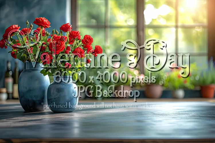 Valentine's Day Mockup, Front View, Roses & Flowers Photo 67