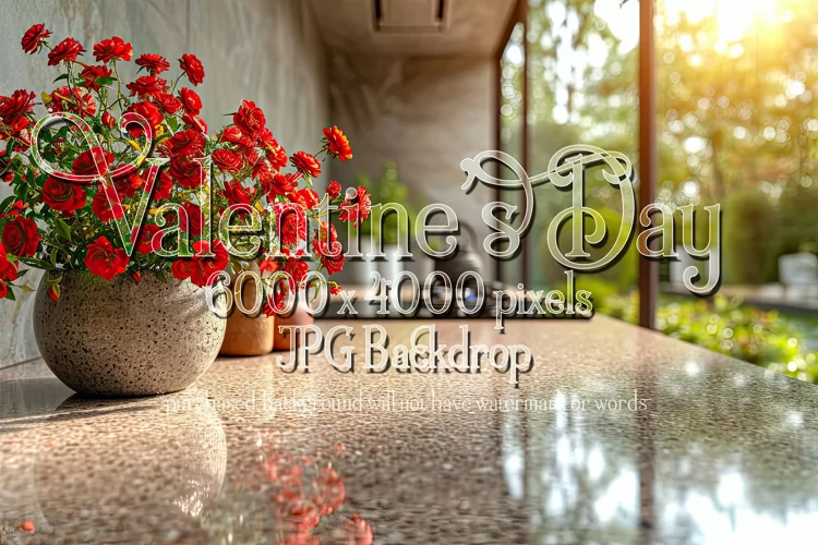Valentine's Day Mockup, Front View, Roses & Flowers Photo 68