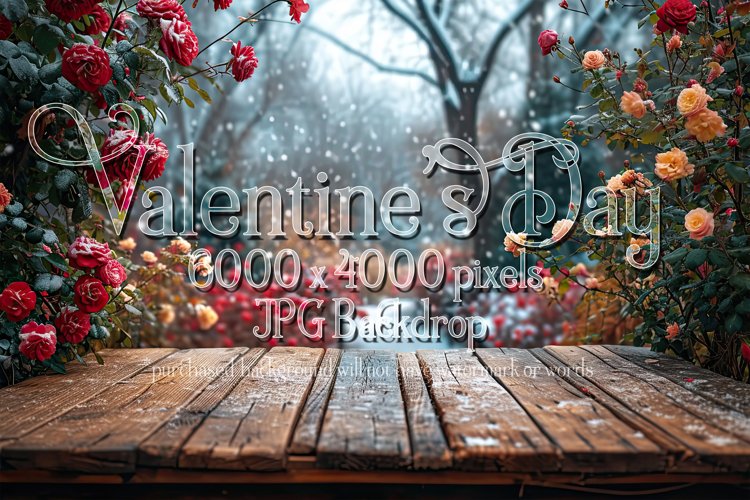 Valentines Day Mockup, Front View, Winter Season Roses, B89