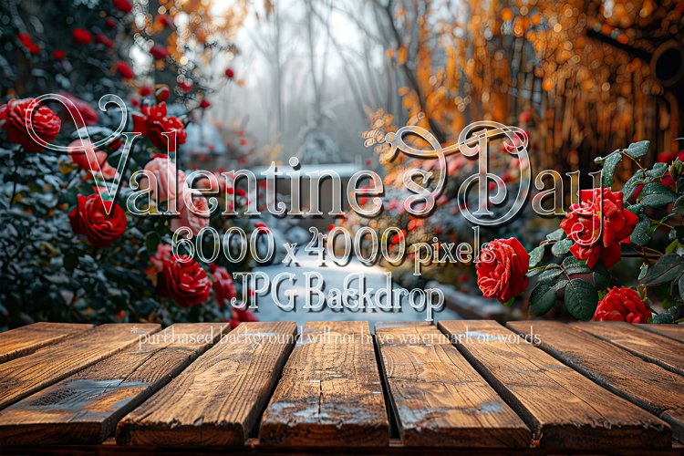 Valentine's Day Mockup, Front View, Winter Season Roses, B96 example image 1