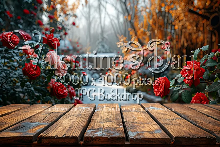 Valentine's Day Mockup, Front View, Winter Season Roses, B96