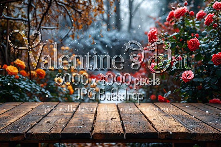 Valentines Day Mockup, Front View, Winter Season Roses, B97