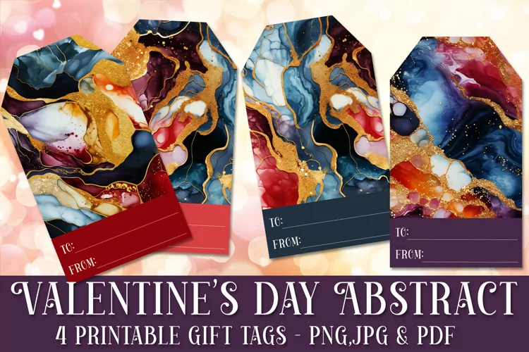 Valentine's Day Abstract Gift Tags & Sheet, Printable Crafts