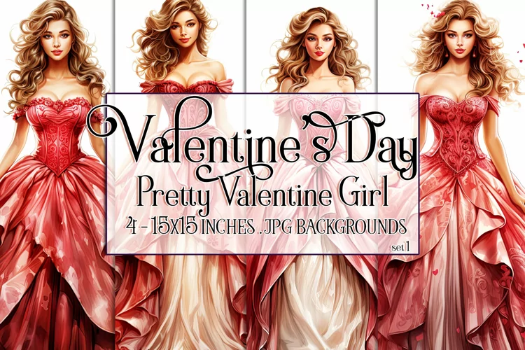 Valentine's Day, Pretty Valentine Girl 15x15 Backgrounds, s1