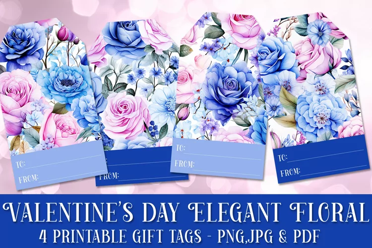 Valentine's Day Elegant Roses Printable Gift Tags & Sheet 18