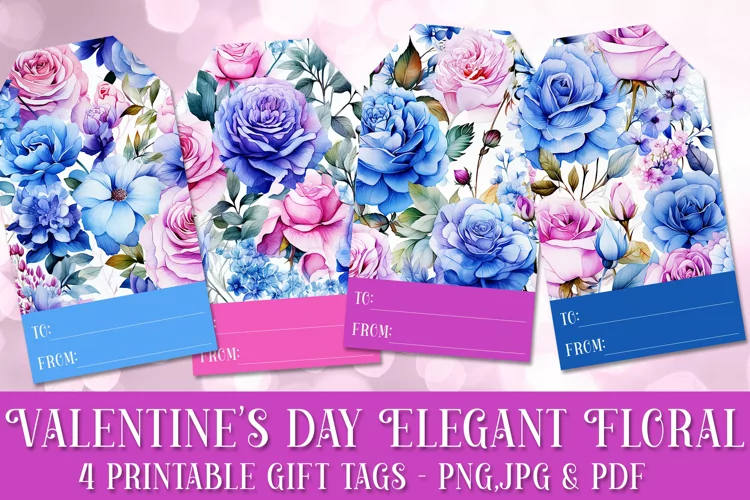 Valentine's Day Elegant Roses Printable Gift Tags & Sheet 21