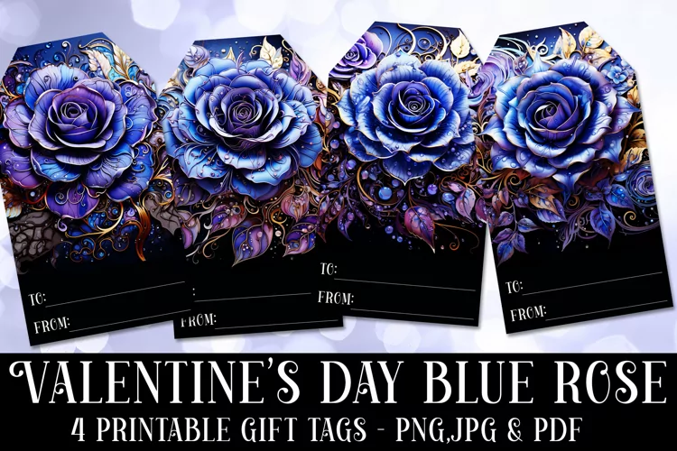 Valentine's Day Elegant Roses Printable Gift Tags & Sheet 25