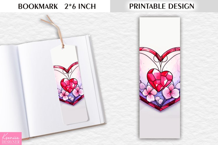 Vintage Stained Glass Heart|Bookmark Printable Design