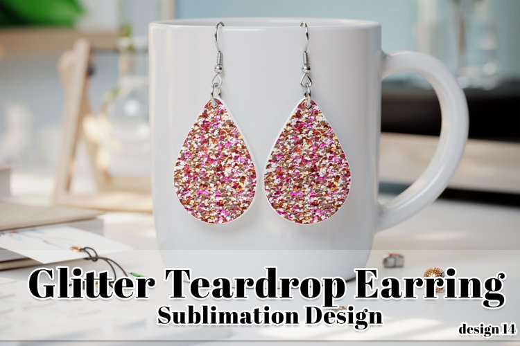 Chunky Glitter Earring, Teardrop Earring Sublimation Design example image 1
