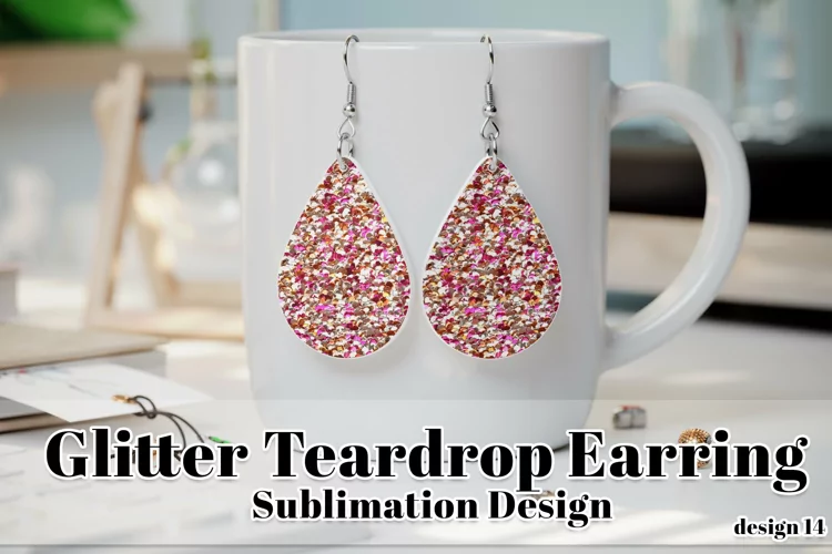 Chunky Glitter Earring, Teardrop Earring Sublimation Design
