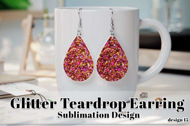 Chunky Glitter Earring, Teardrop Earring Sublimation Designl
