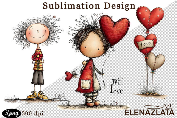 Valentines Heart and angel Clipart. Love png