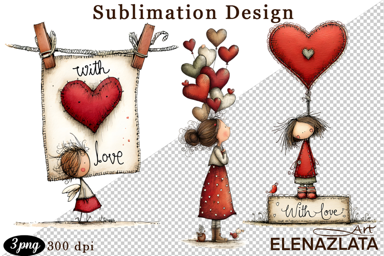 Valentines Heart and angel Clipart. Love png