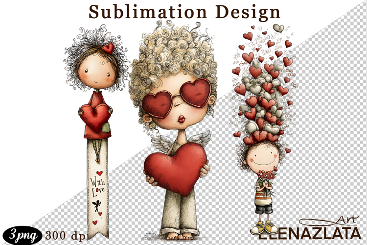 Valentines Heart and angel Clipart. Love png