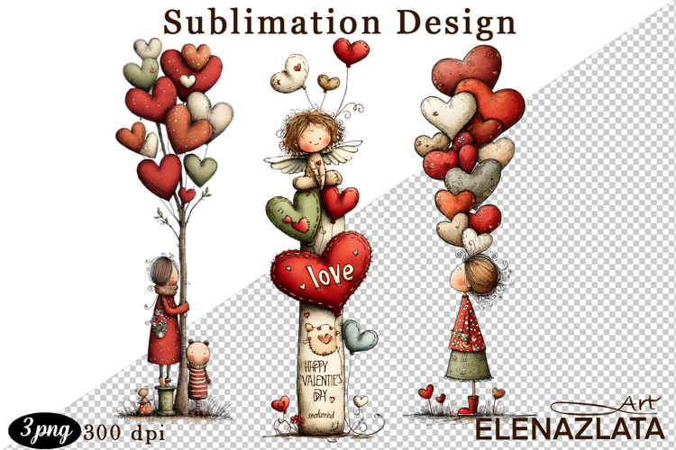 Valentines Heart and angel Clipart. Love png
