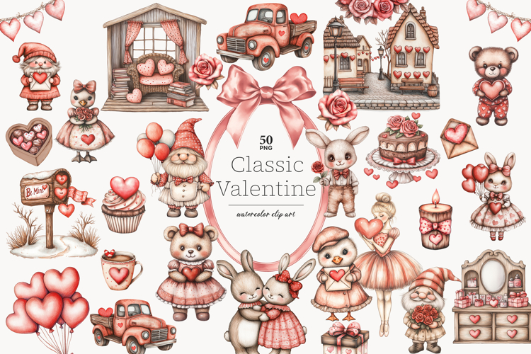 Valentines Day Clipart | Romantic Teddy Bear PNGs