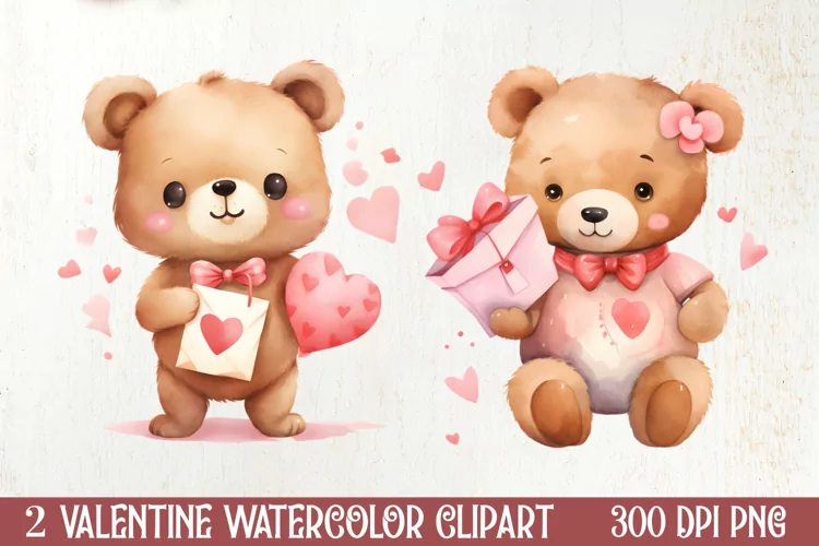 Little Bear Valentine Clipart, Valentines PNG