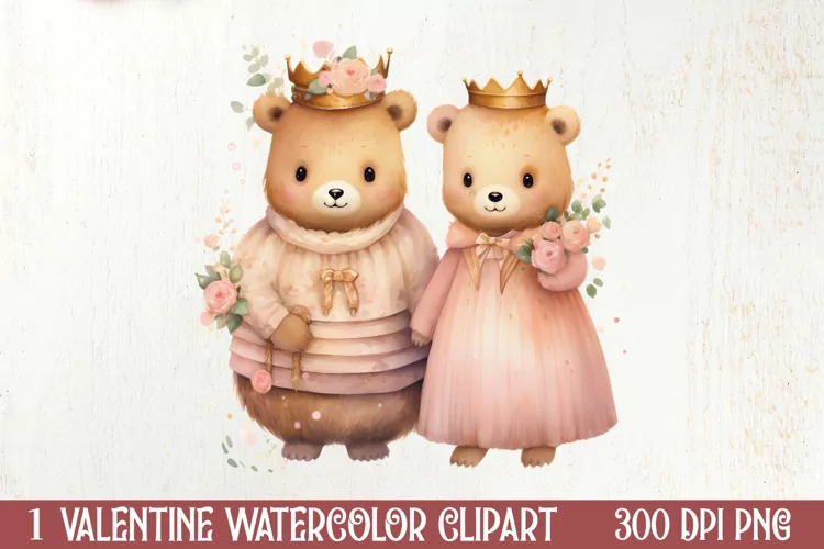 Cute Bear Love Couple Valentine Clipart, Valentines Clipart