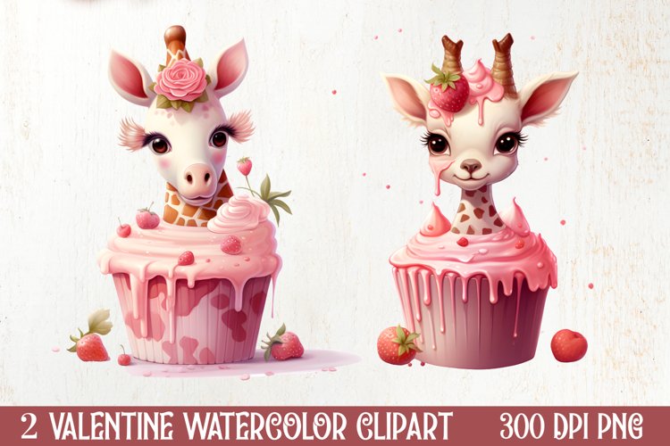 Giraffe Loves Cupcake Valentine Clipart Valentines Clipart
