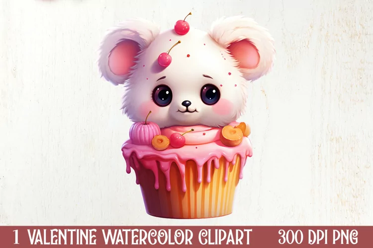 Chibi Koala Pink Valentine ClipArt, Valentines PNG