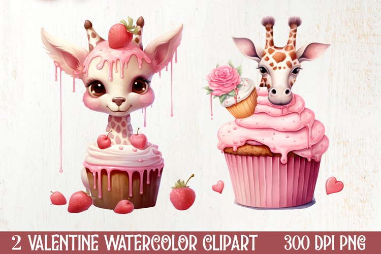Giraffe Loves Cupcake Valentine Clipart Valentines Clipart