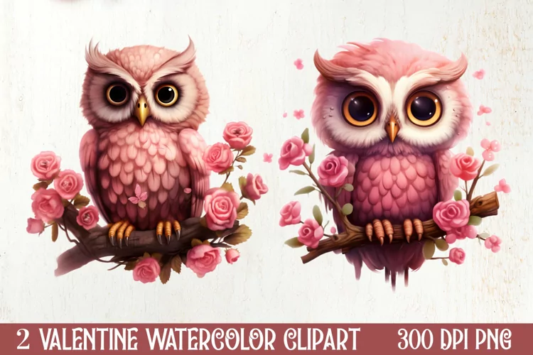 Owl Valentines Day Sublimation Clipart, Christmas Clipart