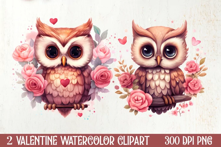 Owl Valentines Day Sublimation Clipart, Christmas Clipart