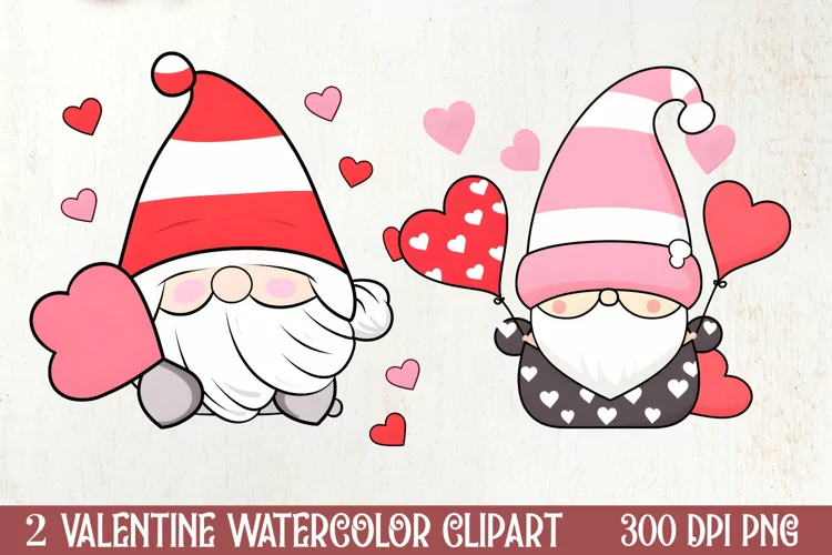 Valentines Day Gnomes Clipart, Valentines Clipart