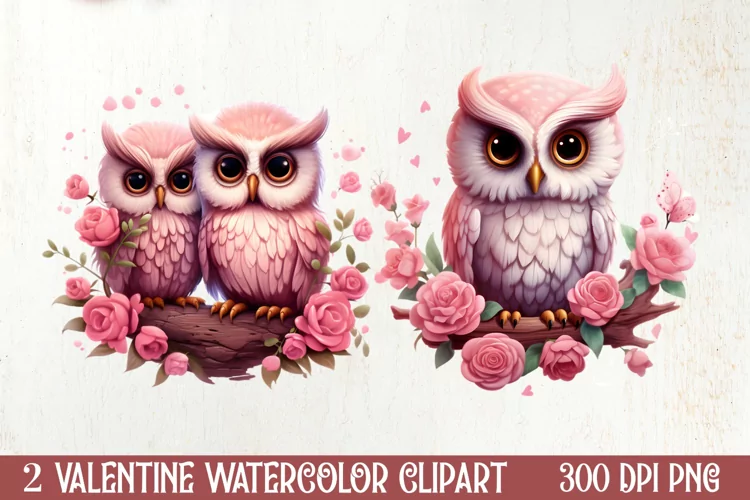Owl Valentines Day Sublimation Clipart, Christmas Clipart