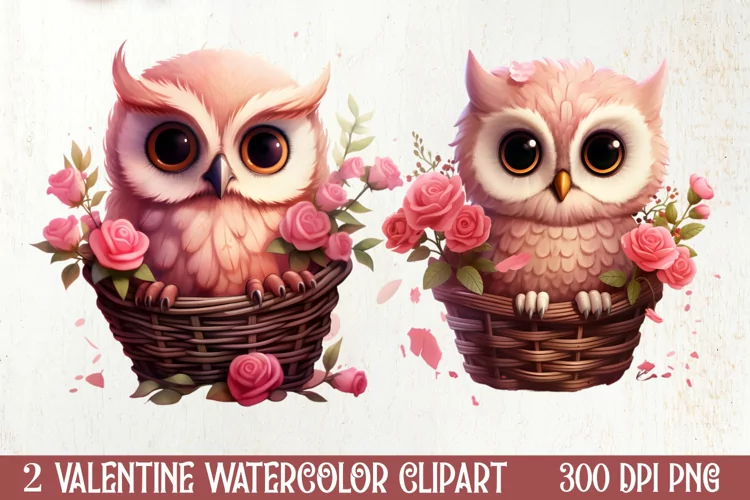 Owl Valentines Day Sublimation Clipart, Christmas Clipart
